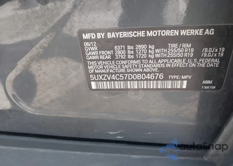 2013 BMW X5 xDrive35I/xDrive35I Premium/xDrive35I Sport Activity z USA, uszkodzony, nr VIN 5UXZV4C57D0B04676